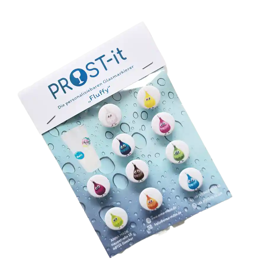 PROST-it Glasmarkierer Set "Fluffy" für Gläser oder Flaschen