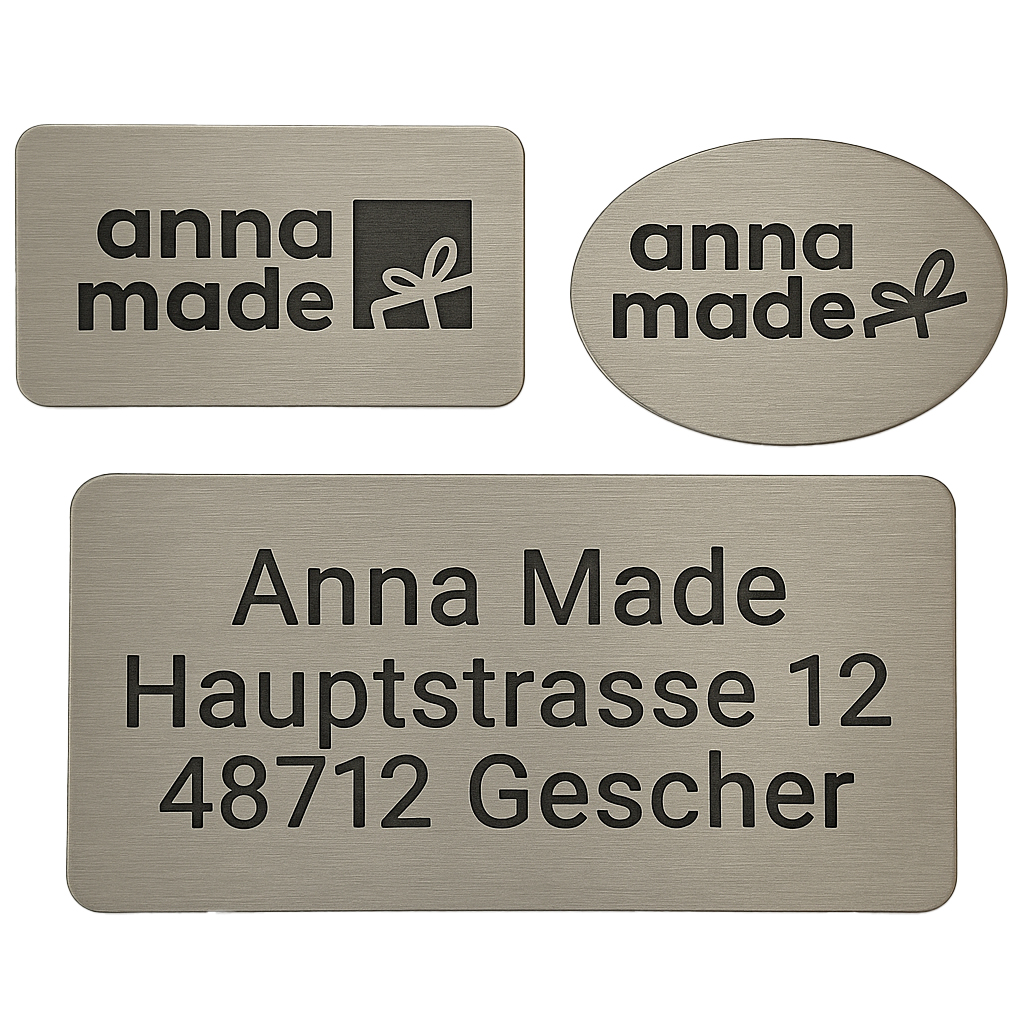Edelstahlschild mit Gravur