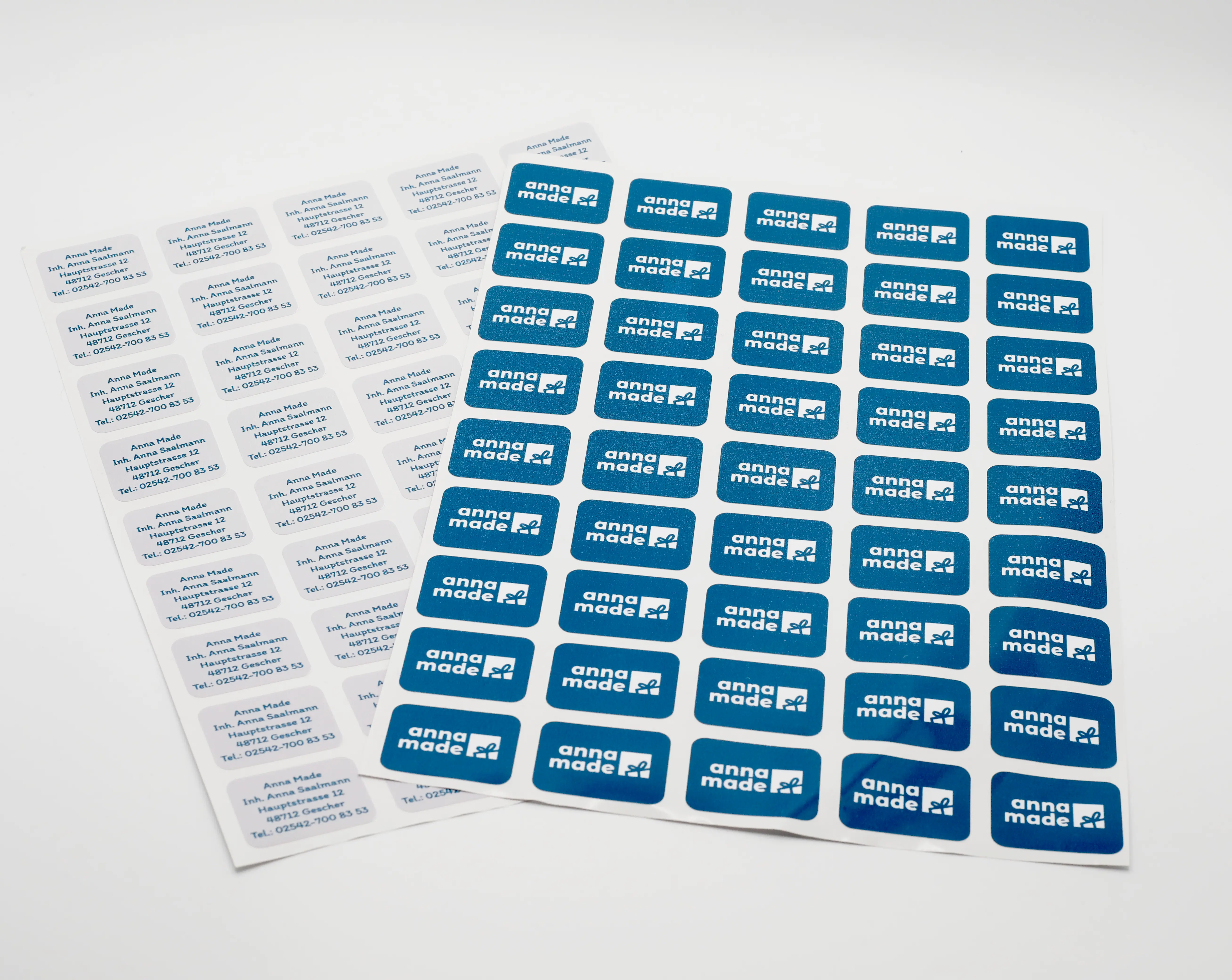 Aufkleberbogen DIN A4 mit Logo oder Adresse oder Foto