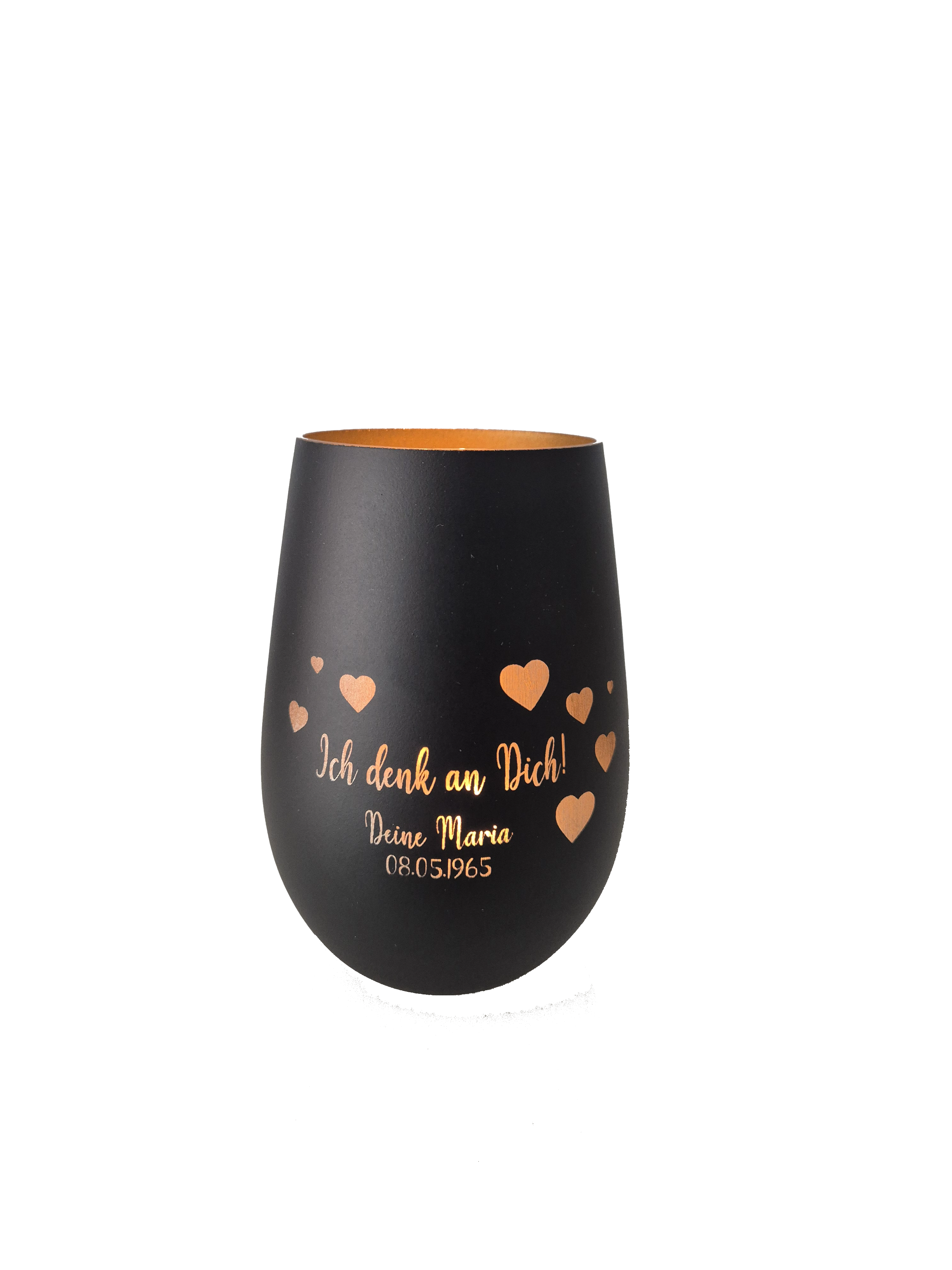 Glas in schwarz inkl. Wunschgravur