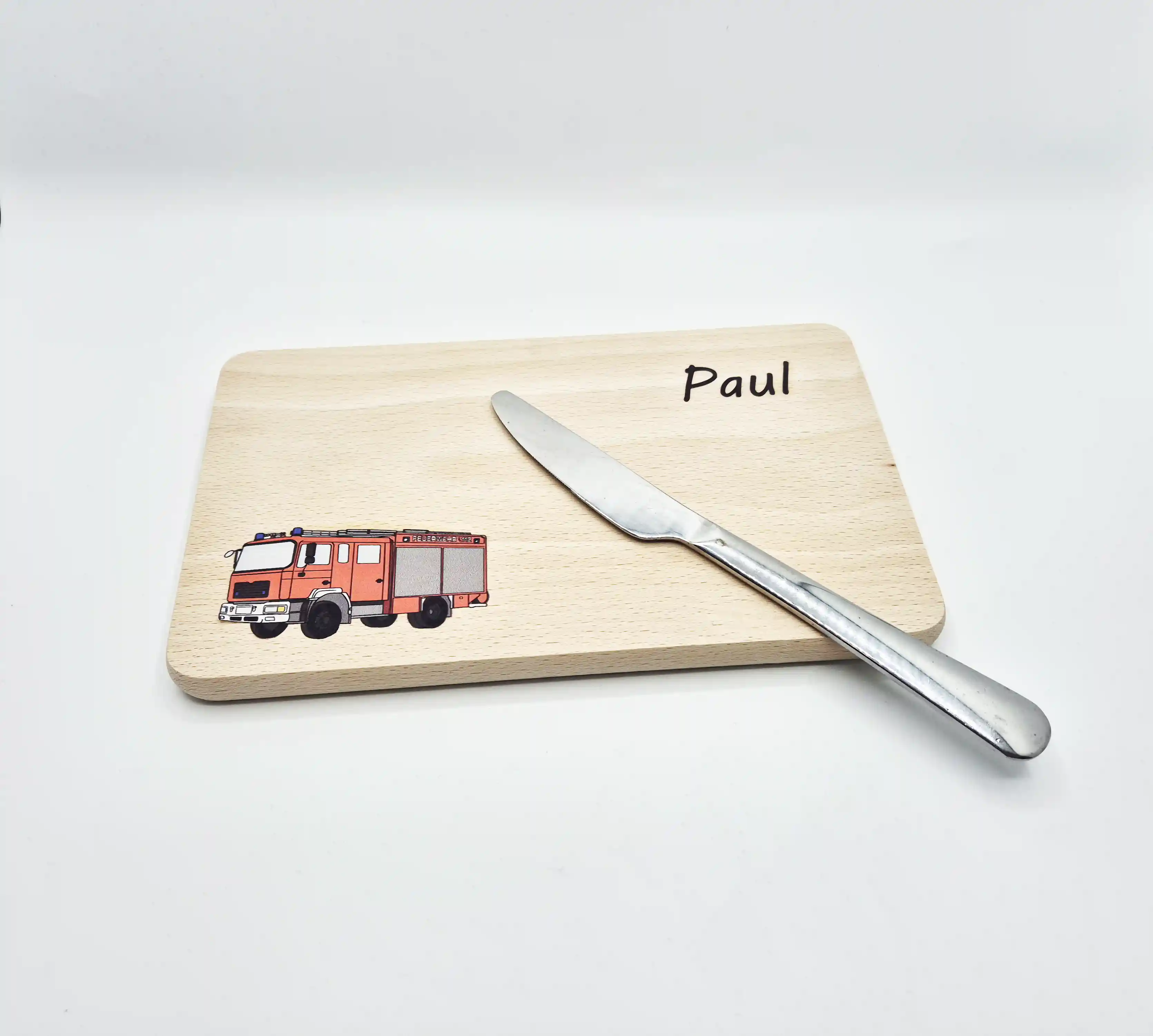 Frühstücksbrettchen / Holzschneidebrett mit Wunschmotiv und Namen bedruckt