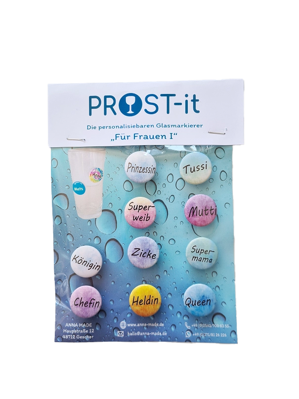 PROST-it Glasmarkierer Set "Frauen" für Gläser oder Flaschen