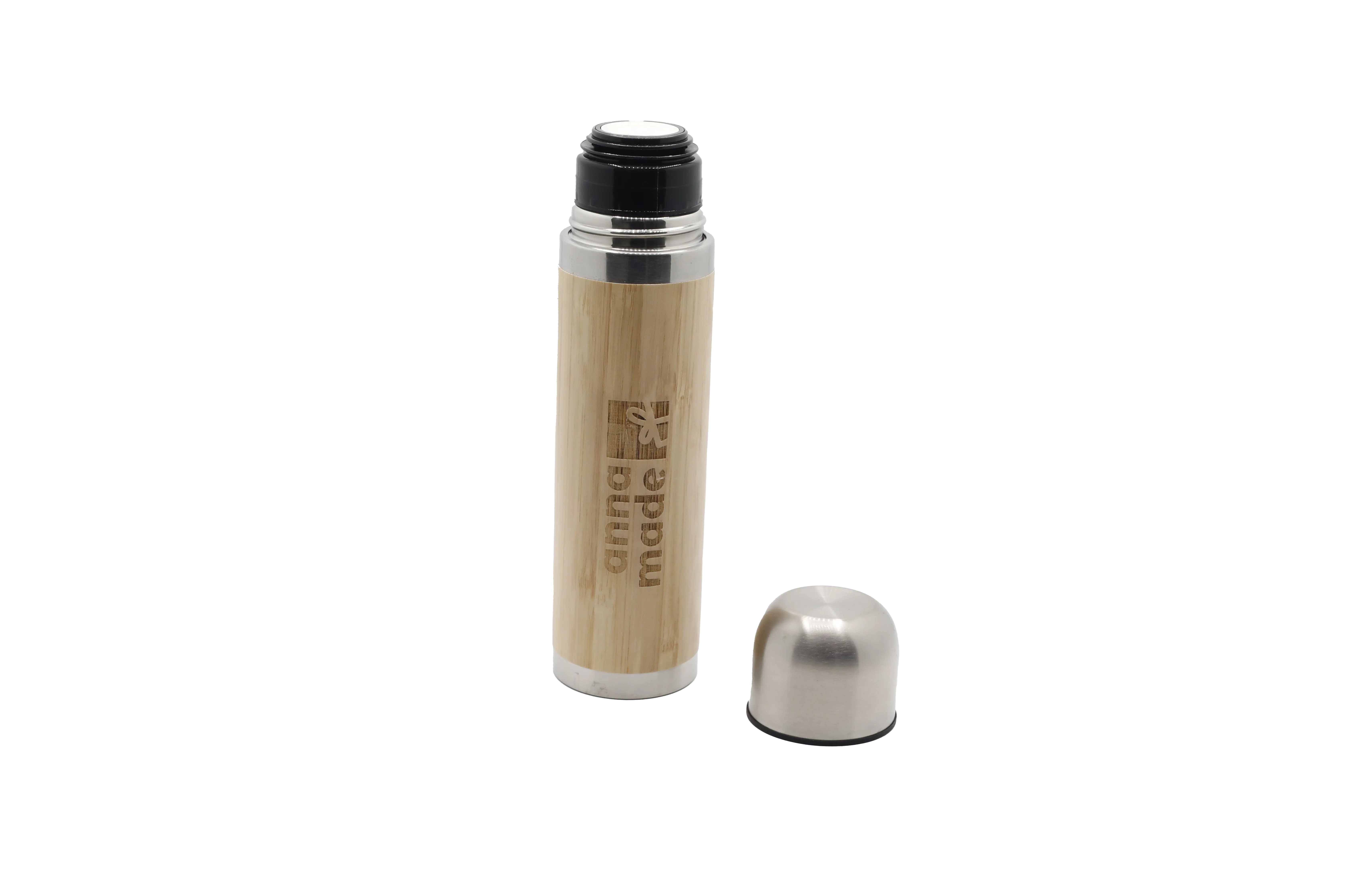 Thermosflasche aus Bambus / Personalisierte Trinkflasche/ individuell gestaltet mit Gravur/ Thermosflasche 400ml