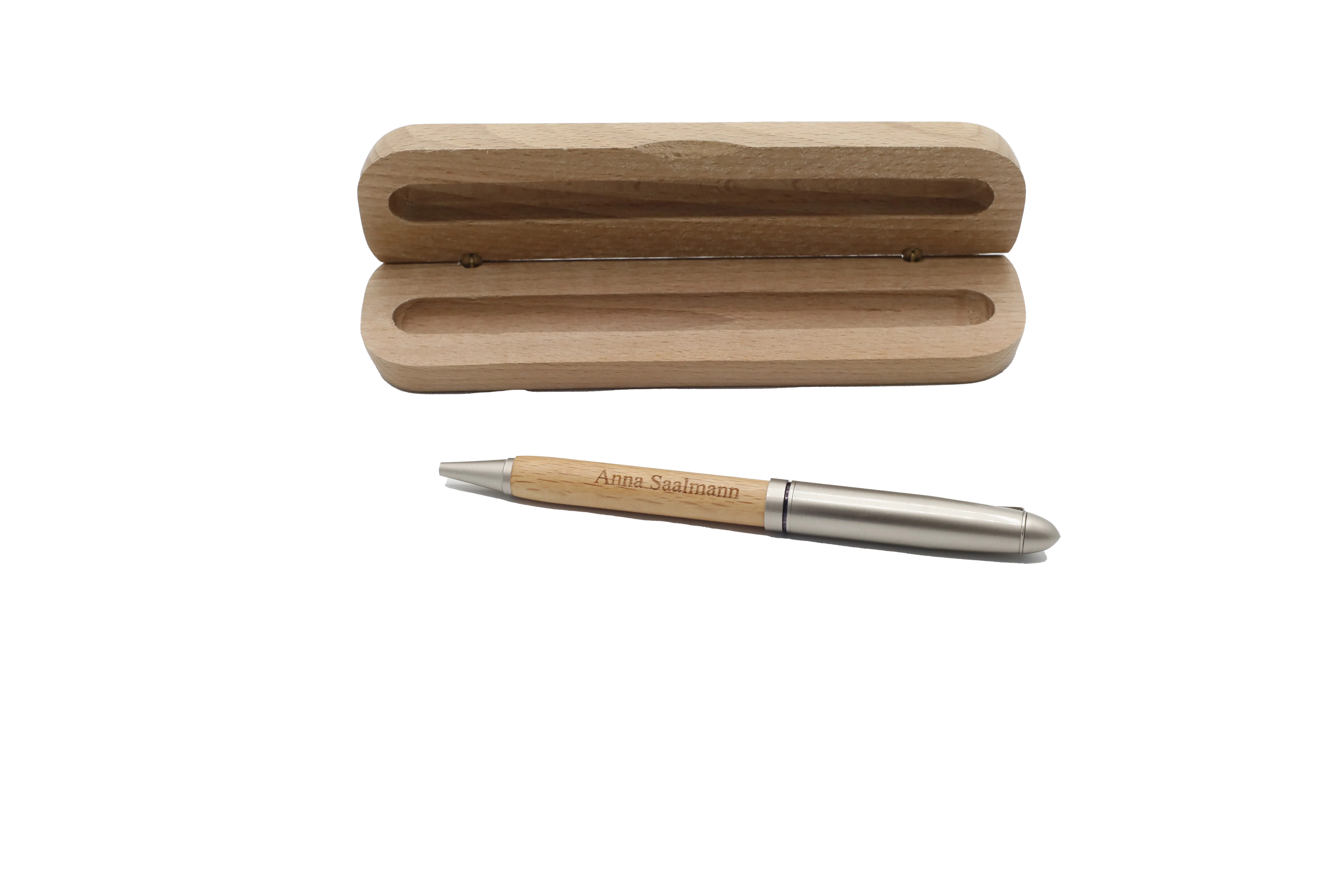 Kugelschreiber mit Geschenkverpackung aus Buche mit Gravur / Kugelschreiber aus Holz