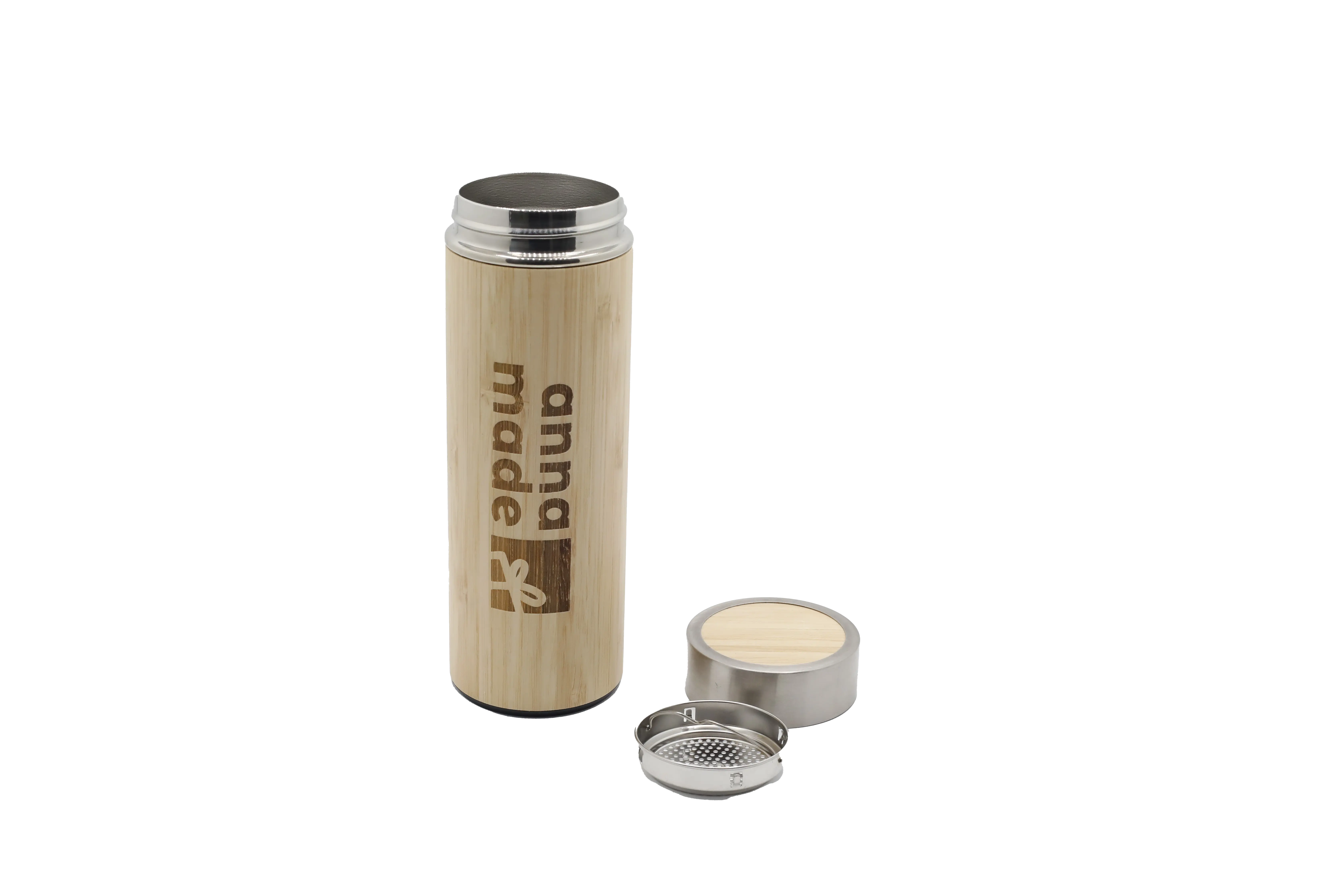 Isolierbecher aus Bambus / Personalisierte Trinkbecher/ individuell gestaltet mit Gravur/ Thermosflasche 400ml