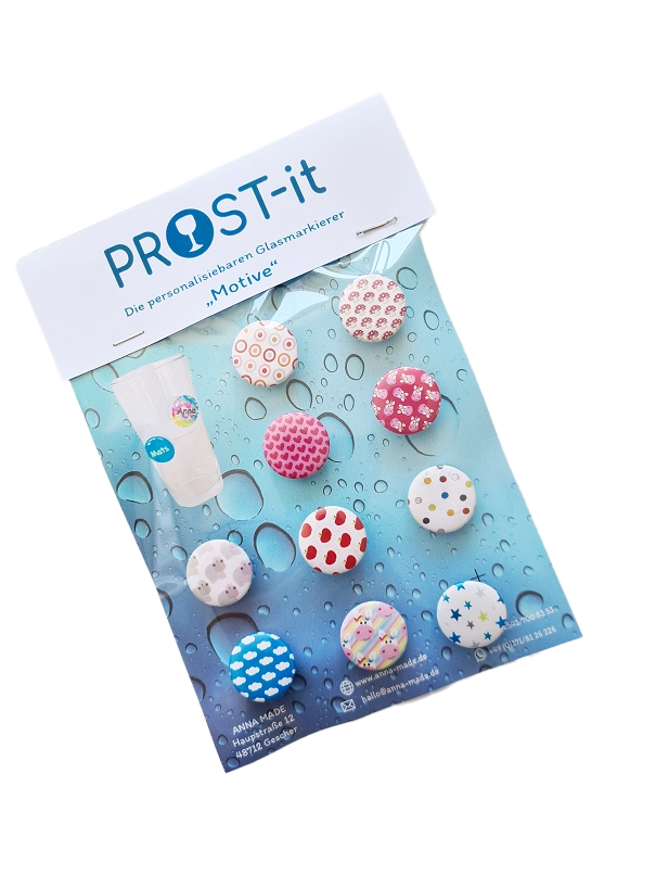 PROST-it Glasmakierer Set "Motive" für Gläser oder Flaschen